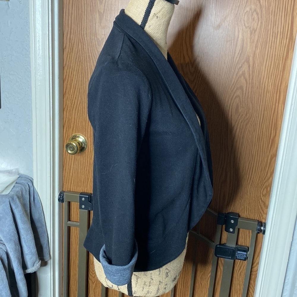 Express Black Knit Open Front Blazer Gray Cuffed Sleeves XS - Picture 5 of 7